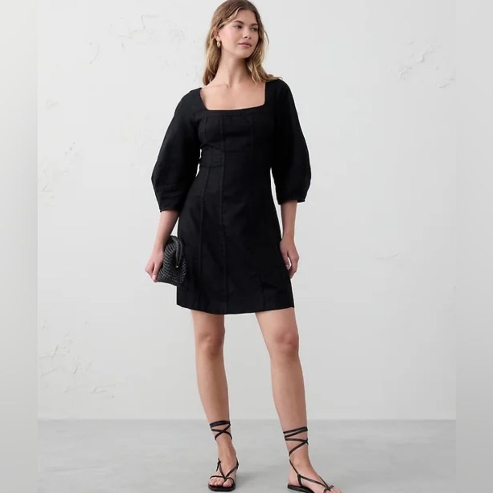 NWT BANANA REPUBLIC | $120 Linen-Blend Seamed Mini Dress - Picture 1 of 2